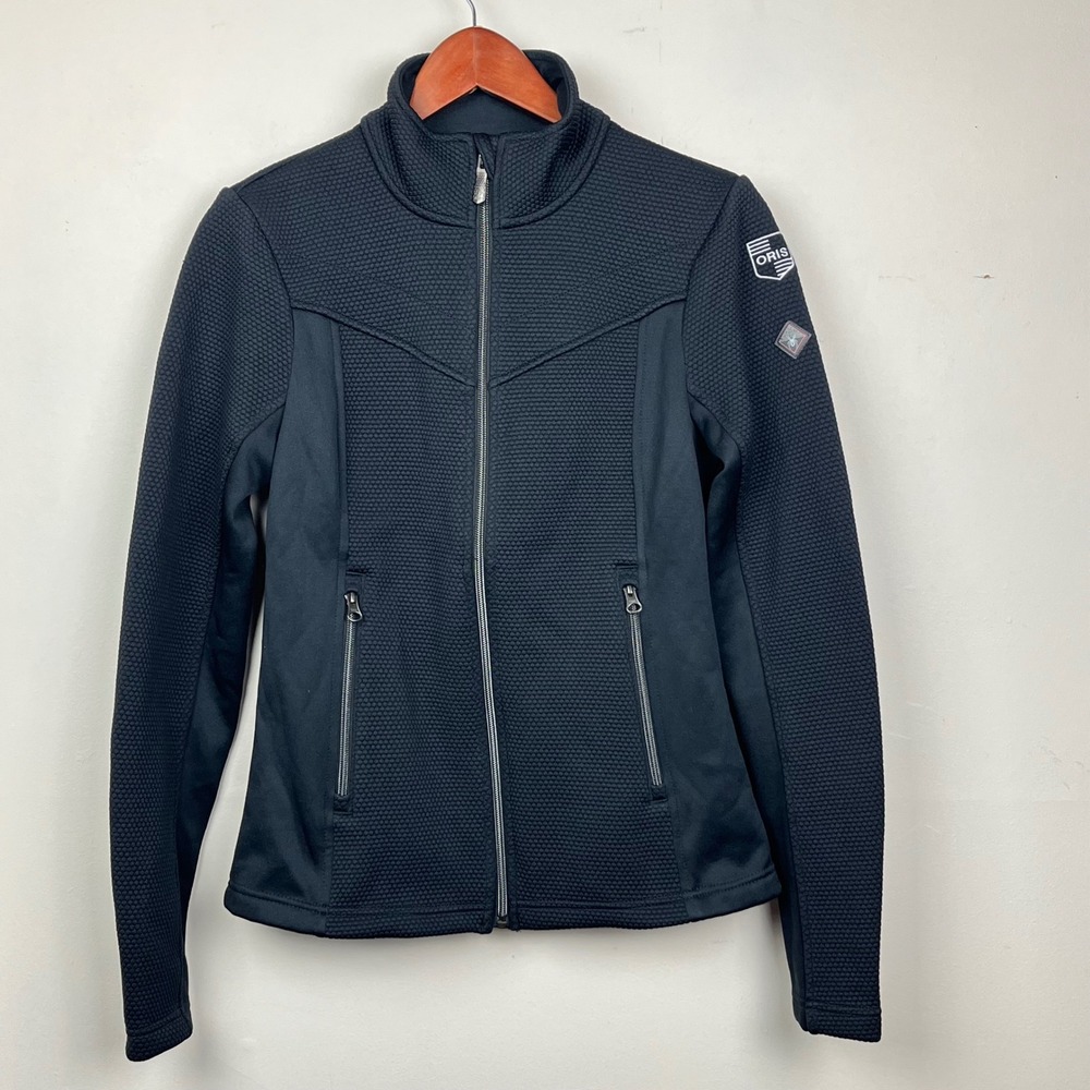 Spyder Full Zip Waffle Knit Jacket S Black Gorpcore Utility Wear Oris Lgo